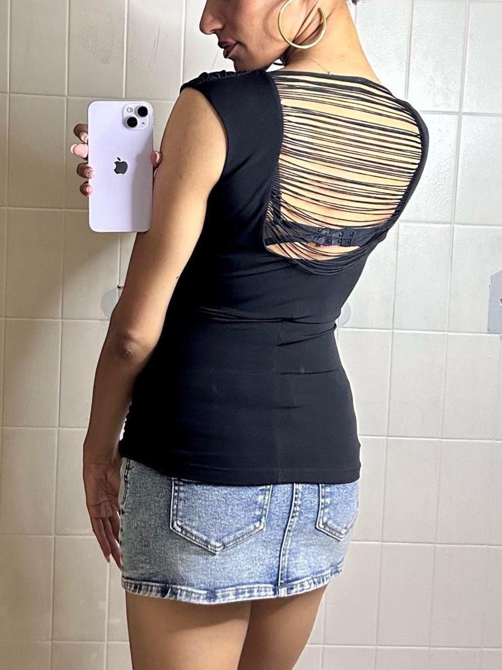 Black Cowl Neck Slashed Open-Back Top